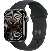 Apple Watch Series 10 42 mm titanium kast leisteen op sportbandje M/L zwart [Wi-Fi + Cellular]