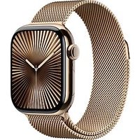 Apple Watch Series 10 42 mm titanium kast goud op Milanees bandje goud [Wi-Fi + Cellular]