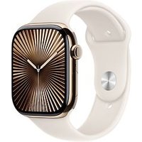 Apple Watch Series 10 46 mm titanium kast goud op sportbandje S/M sterrenlicht [Wi-Fi + Cellular]