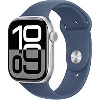 Apple Watch Series 10 46 mm aluminium kast zilver op sportbandje M/L denim [Wi-Fi + Cellular]