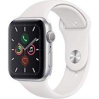 Apple Watch Series 5 44 mm aluminium kast zilver op sportbandje wit [wifi]